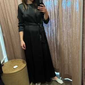 Pomandere Silky Viscose Black Tie Wrapped Gown